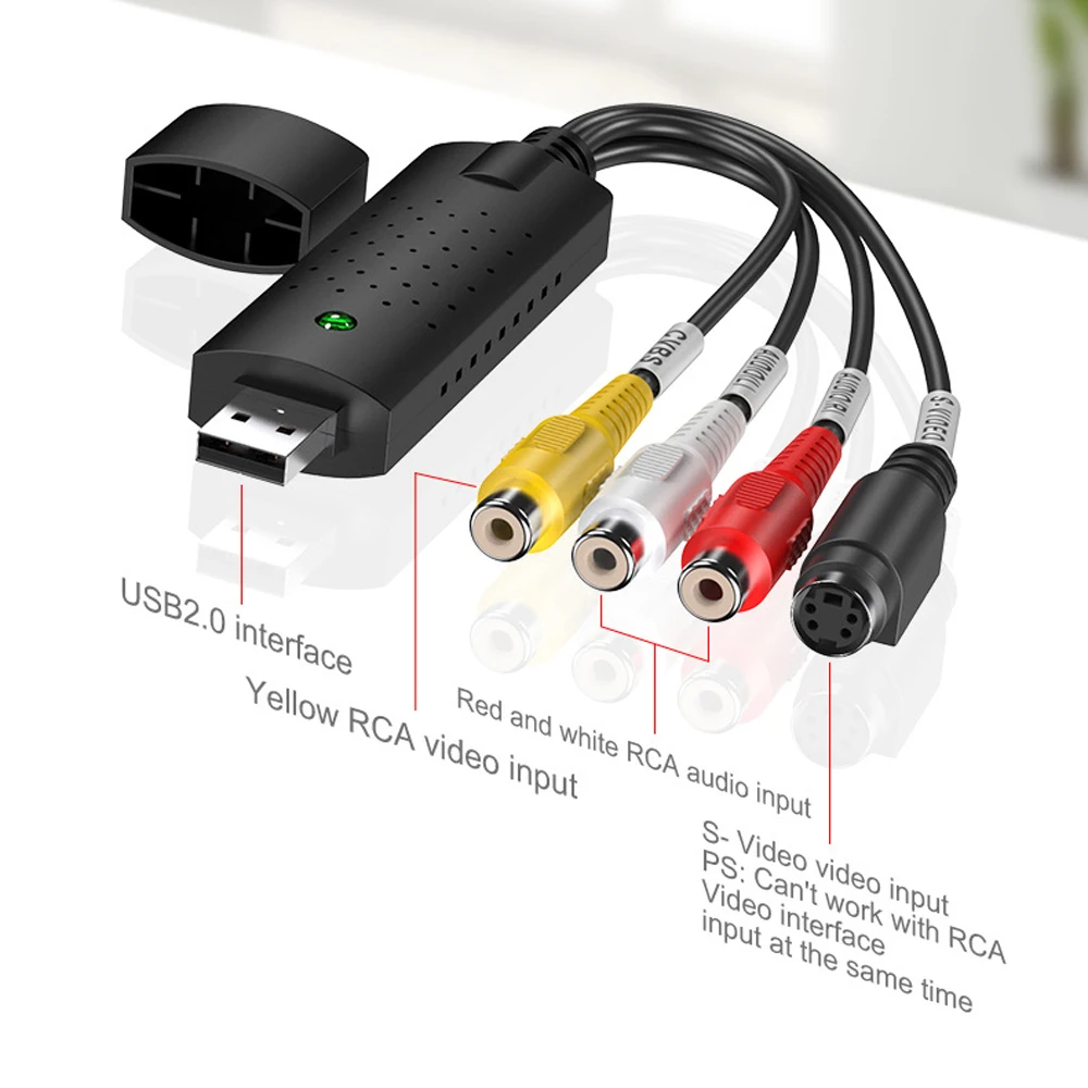 Преобразователь VHS в цифровой USB 2 0 видеопреобразователь карта захвата аудио Box VCR
