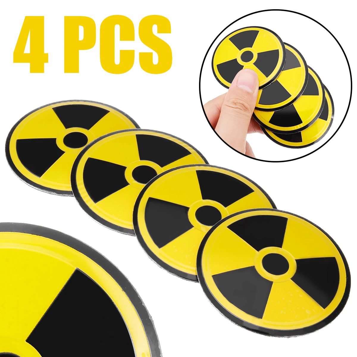 4pcs 5.5cm Nuclear Radiation Logo Car Tyre Wheel Center Hub Cap Emblem Decal Badge Symbol Sticker Creative Patterns Cap Sticker