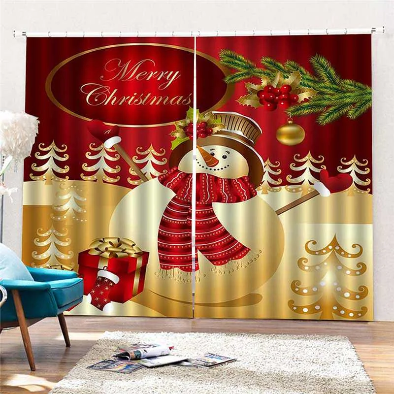 

Curtains For Living Room Bedroom Decor New Year Christmas Decorations Santa Clause Snowman Reindeer Christmas Window Curtain New