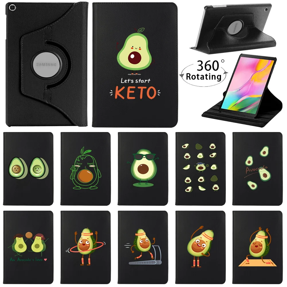 

360 Rotating Case for Samsung Galaxy Tab A 10.1" 2019 T510 T515/Tab S6 Lite 10.4" Avocado Print Series Pattern Tablet Cover Case