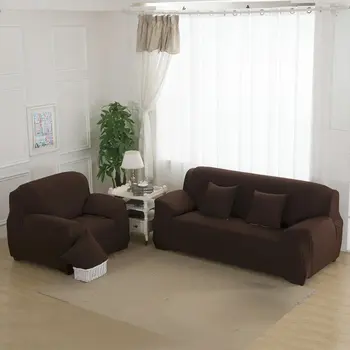 

Solid Color Elastic Sofa Cover Spandex Modern Polyester Corner Sofa Couch Slipcover Chair Protector Living Room double Seater