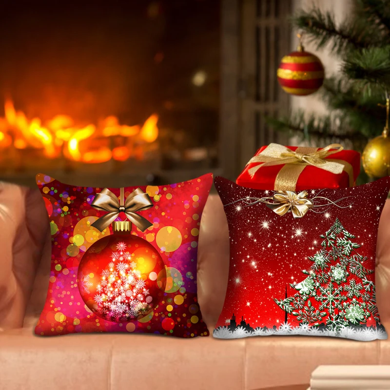 

Fuwatacchi Christmas Cushion Cover winter Polyester Printed Throw Pillow Covers for Home Sofa Decor Pillowcases Funda Cojin