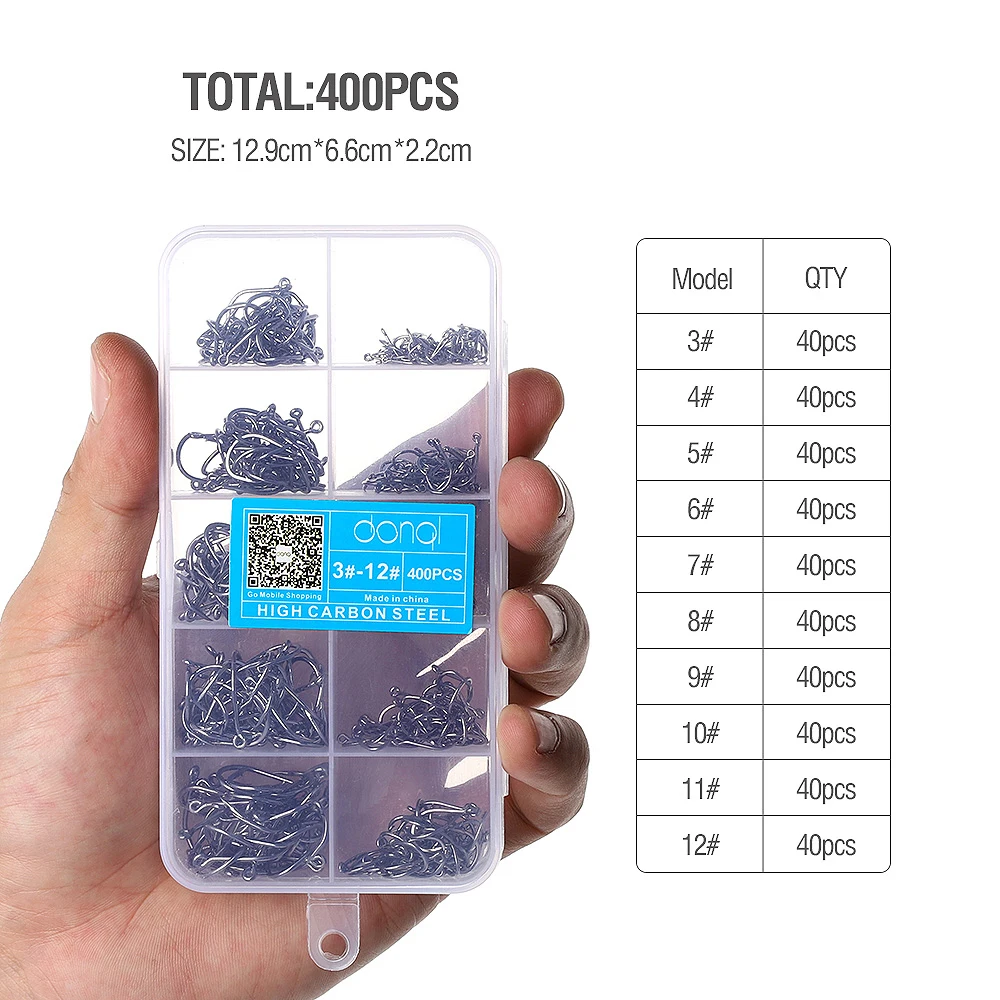 DONQL 200-600 шт./кор. смешанные Размеры бронзовых морских рыболовных крючков 3#-12# колючей углерода Сталь один удочка рыболовные принадлежности Карп рыболовные Крючки комплект