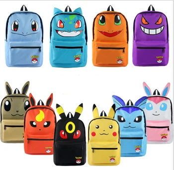 

Pokemon Haunter Eevee Bulbasaur Canvas Backpack Students Shoulders Bag Pocket Monster Haunter Schoolbags Laptop Bags