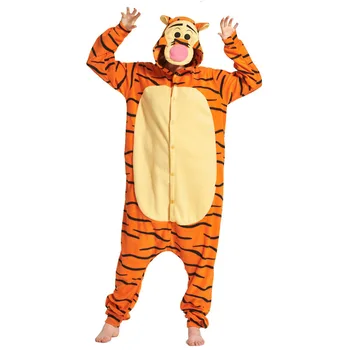 

Tiger Kigurumis Animal Pajama Adult Polar Fleece Jumpsuit Anime Funny Outfit Men Women Winter Suit Halloween Festival Overalls