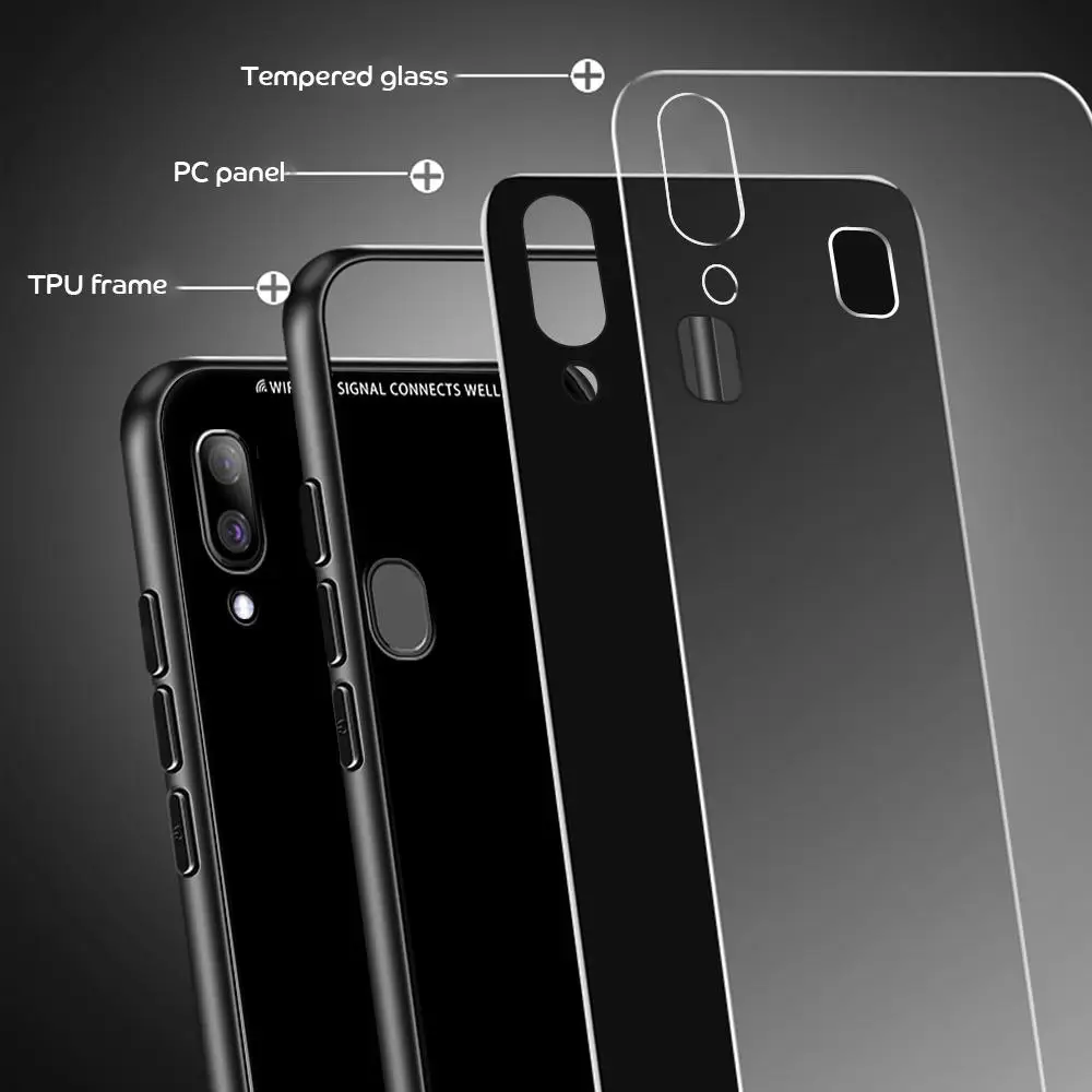4 Карамельный цвет Стекло задняя крышка чехол для samsung Galaxy A50 A60 A70 A40 A30 A10 S10E S10 S9 S8 плюс A7 A750 красный черный, белый, розовый цвет