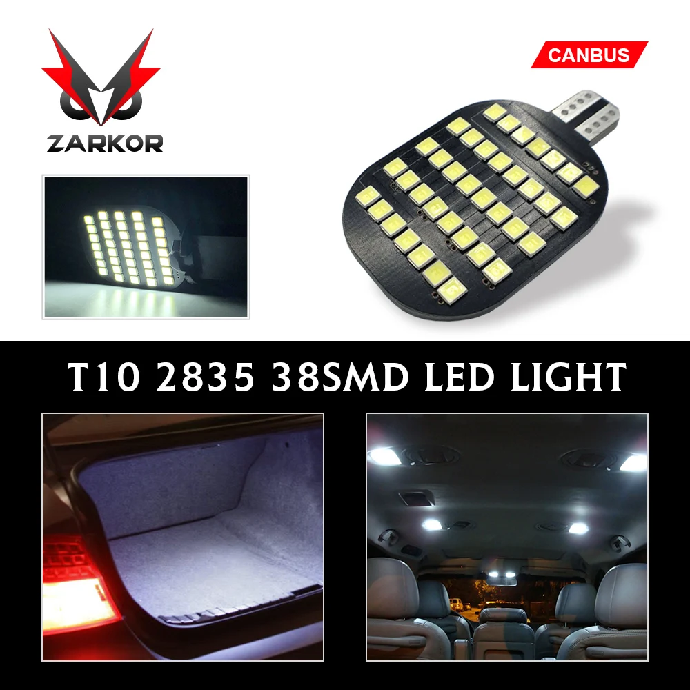Zarkor Ultra Bright T10 LED Car interior Light for RV Camper Base Dome Lamp W5W 2835 38SMD Canbus 6500K Pure White no error 12V |
