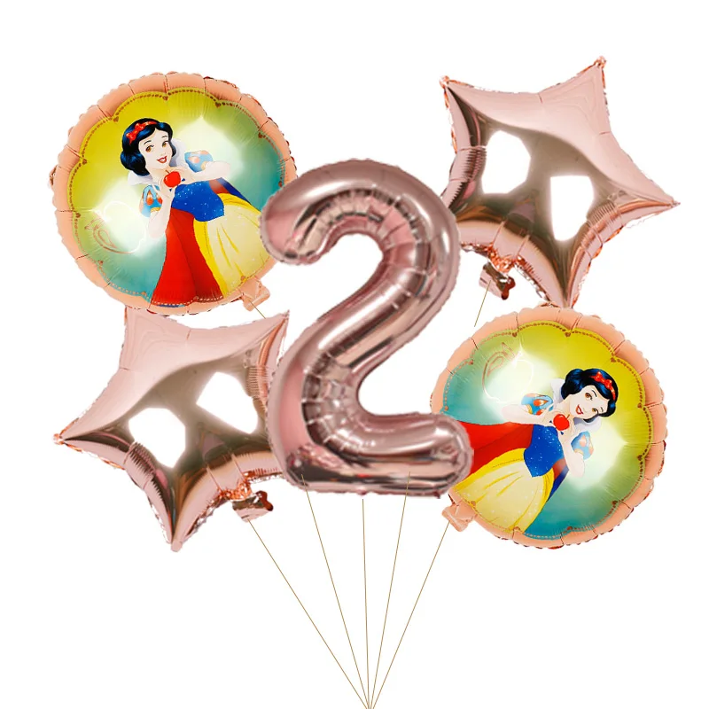 6pcs 18inch rose gold Princess foil balloons Birthday Party decorations kids Snow White Anna baby gift 40inch number air globos