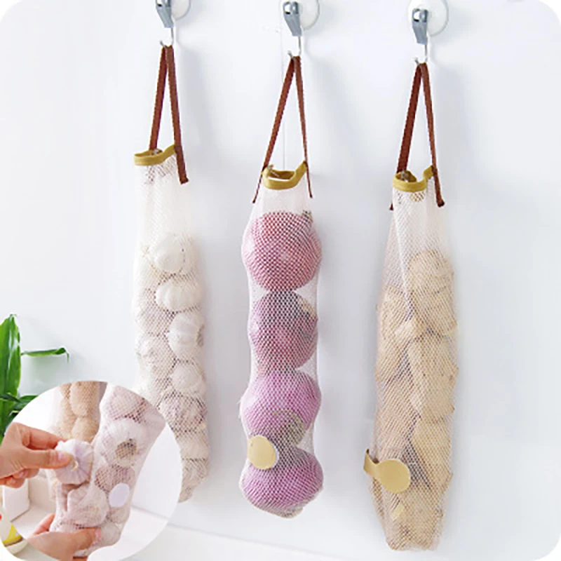 

Kitchen Trash Garbage Bag Storage Bag Onion Holder Vegetable Potato Hanging Mesh Fruit Ginger Organizer Container Garlic Food