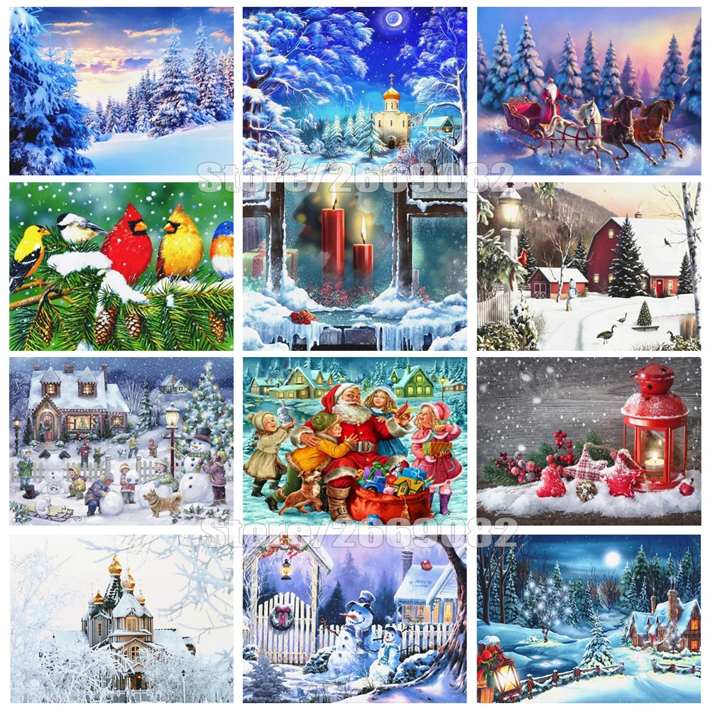Алмазная вышивка 5d &quotсделай сам&quot зимний пейзаж украшение для дома алмазная