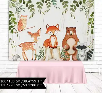 

Woodland Birthday Backdrop Woodland Animals Photography Background Animal Happy Birthday Party Banner Backdrops