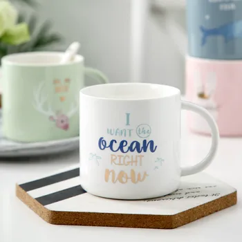 

Cute Milk Ceramic Mug with Spoon Cartoon Simple Nordic Girl Mug Student Kubek Ceramiczny Cute Kids Breakfast Home Cup MM50MK