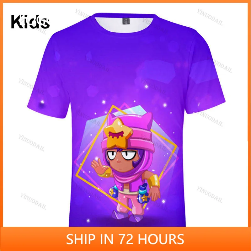 

Sandy Crow Leon star Children's Wear Kids T-shirt Shooting Game 3d Tshirt Teen Clothes Shirt Brawlings Boys Girls Short Tops