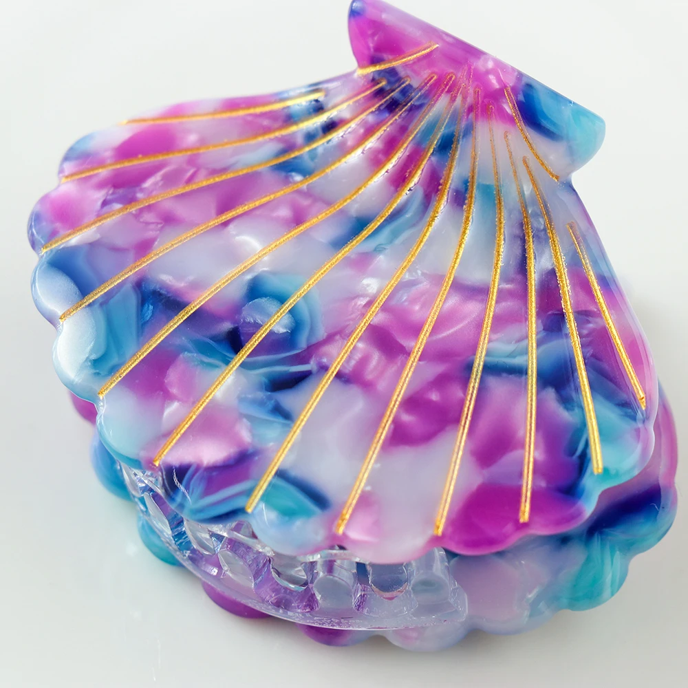 1PC Shell Shape Hair Clips Acetate Barrette Beauty Crab Hairgrip Headwear Acrylic Beach Hairpins Hair Claws Styling Accessories hair claw hair clips hair accessories