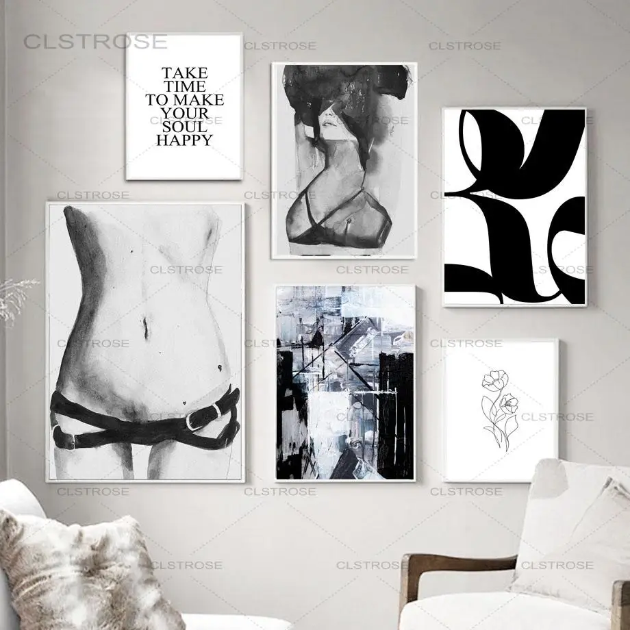 

Nordic Abstract Line Quotes Canvas Painting Sexy Woman Body Art Poster Modern Minimalist Wall Art Pictures Home Decor Bedroom
