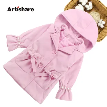 

Girls Jackets Outerwear Solid Jacket Girls Long sleeve Pearl Children's Jacket With Bow Teen Clothing For Girls 6 8 10 12 14