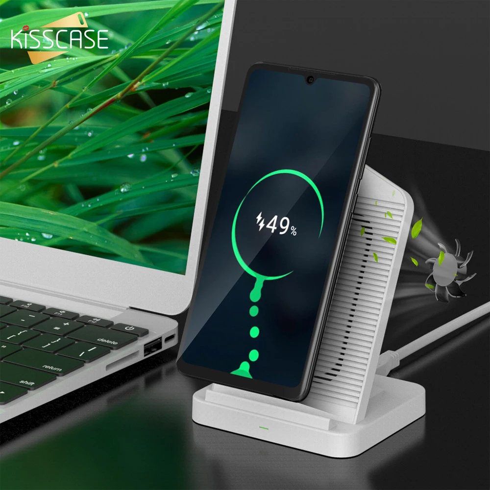 

KISSCASE Universal QI Wireless Charge For Xiaomi 9T 9T PRO K20 K20 PRO Fast Charger With Fan For iPhone 6 6s 7 8 X XS XS MAX XR