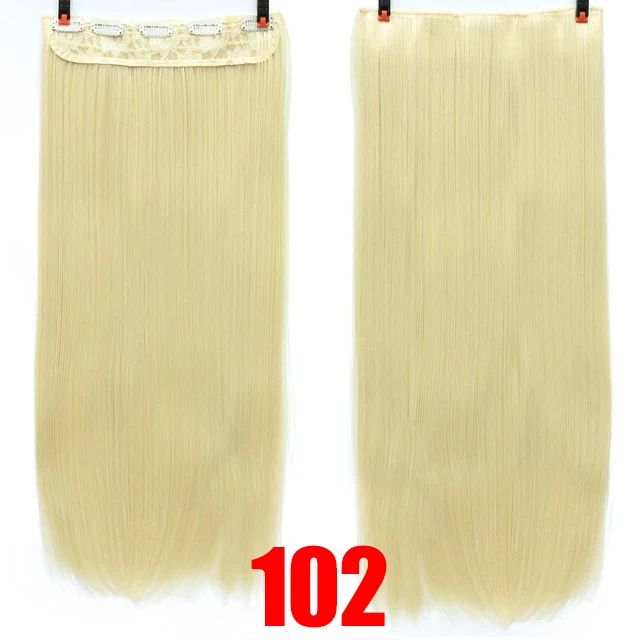 MEIFAN, 24 дюйма, длинные прямые волосы с эффектом омбре, 5 клипов, накладные волосы, черный, коричневый, синтетические натуральные накладные волосы - Цвет: 900-102