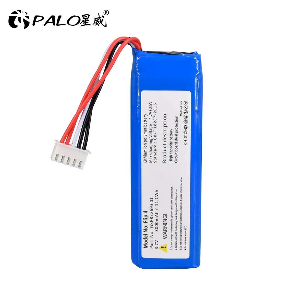 PALO 3,7 V 3000mAh batería GSP872693 01 Pack de batería recargable para altavoz JBL Flip 4 Flip 4 Edición Especial de la batería