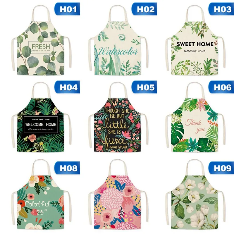 

Adult Kids Apron Tropical Plants Pattern Printed Kitchen Baking Home Cooking Cleaning Accessories Cotton Linen Cooking Aprons