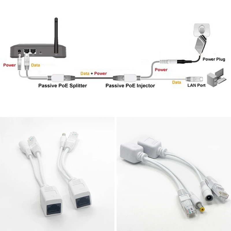 1 пара POE кабель пассивная мощность через Ethernet адаптер кабель POE сплиттер RJ45 инжектор питания Модуль 12-48 В для ip-камеры