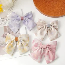 

Fashion Color Tie-dye Hairgrips Big Large Hairpin For Women Girl Satin Trendy Ladies Hair Clip New Barrette Bow Hair Accessories