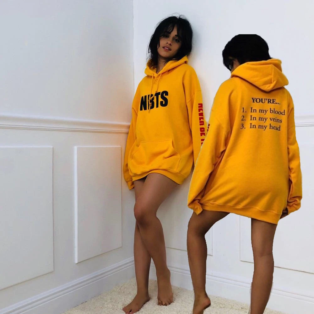 

Women Camila Cabello Hoodies Sweatshirts Hip Hop Yellow Sweatshirt Fleece Warm Hoody Never Be The Same Tour Merch Hoodie Men