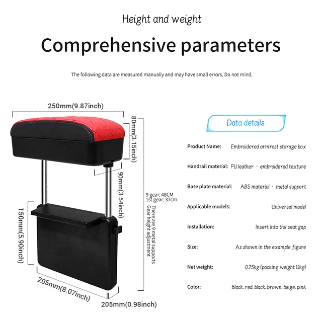 Armlehne Box Protector Universal Auto Auto Center Console Armlehne Extender Ellenbogen  Unterstützung Kissen Einstellbare Höhe Komfort Pads - AliExpress