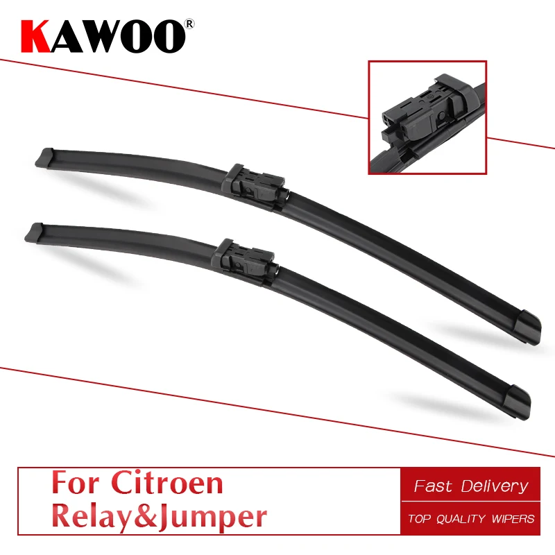 

KAWOO For Citroen Relay&Jumper Auto Soft Rubber Windcreen Wipers Blades Model Year From 1994 To 2013 Fit Push Button/U Hook Arm