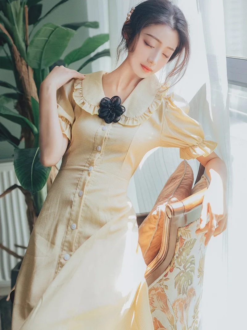 

Victoria French Retro Platycodon Grandiflorum Dress Summer French Non-mainstream Dress Fairy Immortal MORI Series