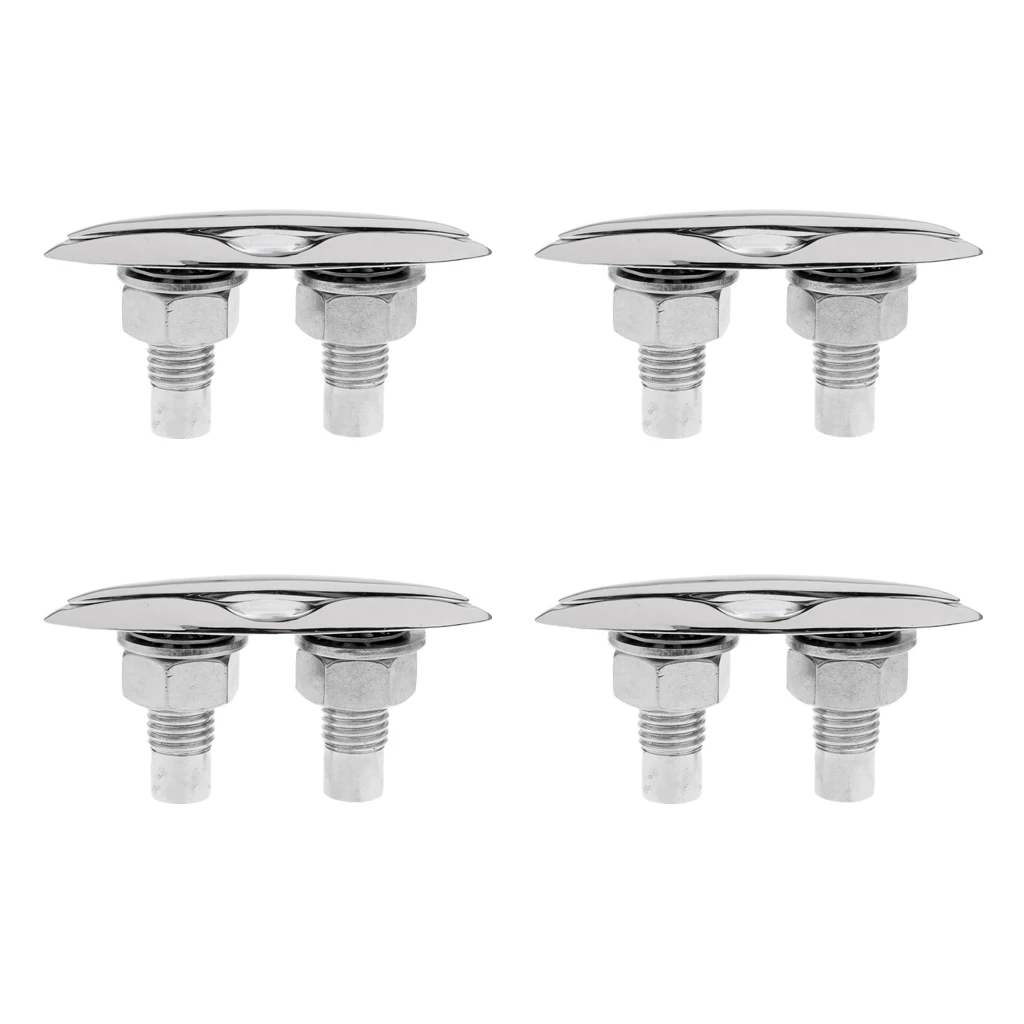 

4 Pieces Heavy Duty 316 Stainless Steel Pull Up Cleats 5'' 125mm Mooring Cleats Marine Boat Hardware