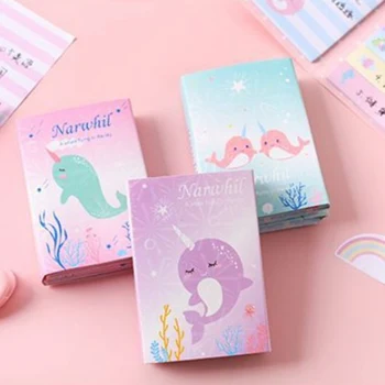 

Lovely Happy Ocean Unicorn Whale 6 Folding Memo Pad N Times Sticky Notes Memo Notepad Bookmark Gift Stationery Random delivery
