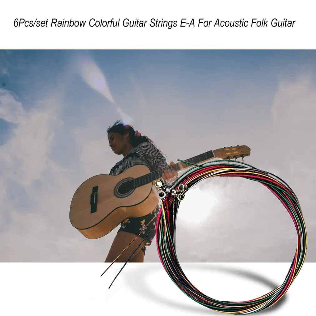 

6Pcs/set Rainbow Colorful Guitar Strings E-A For Acoustic Folk Guitar Musical Instruments