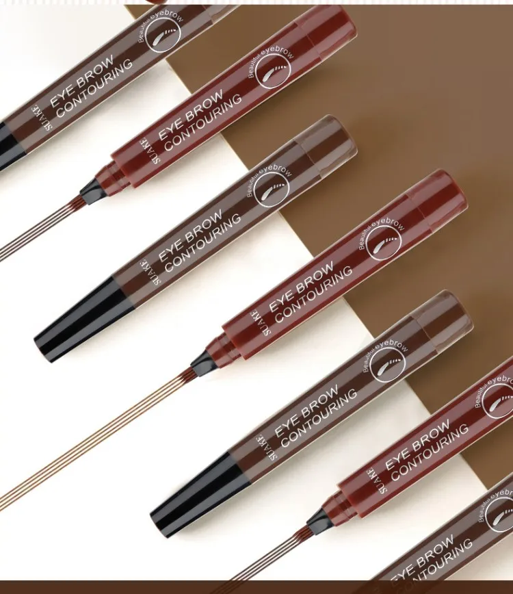 Микроблейдинг карандаш для бровей, 4 кончика, жидкая ручка для бровей, тату, 5 цветов, краска для макияжа бровей, водостойкий косметический карандаш для бровей