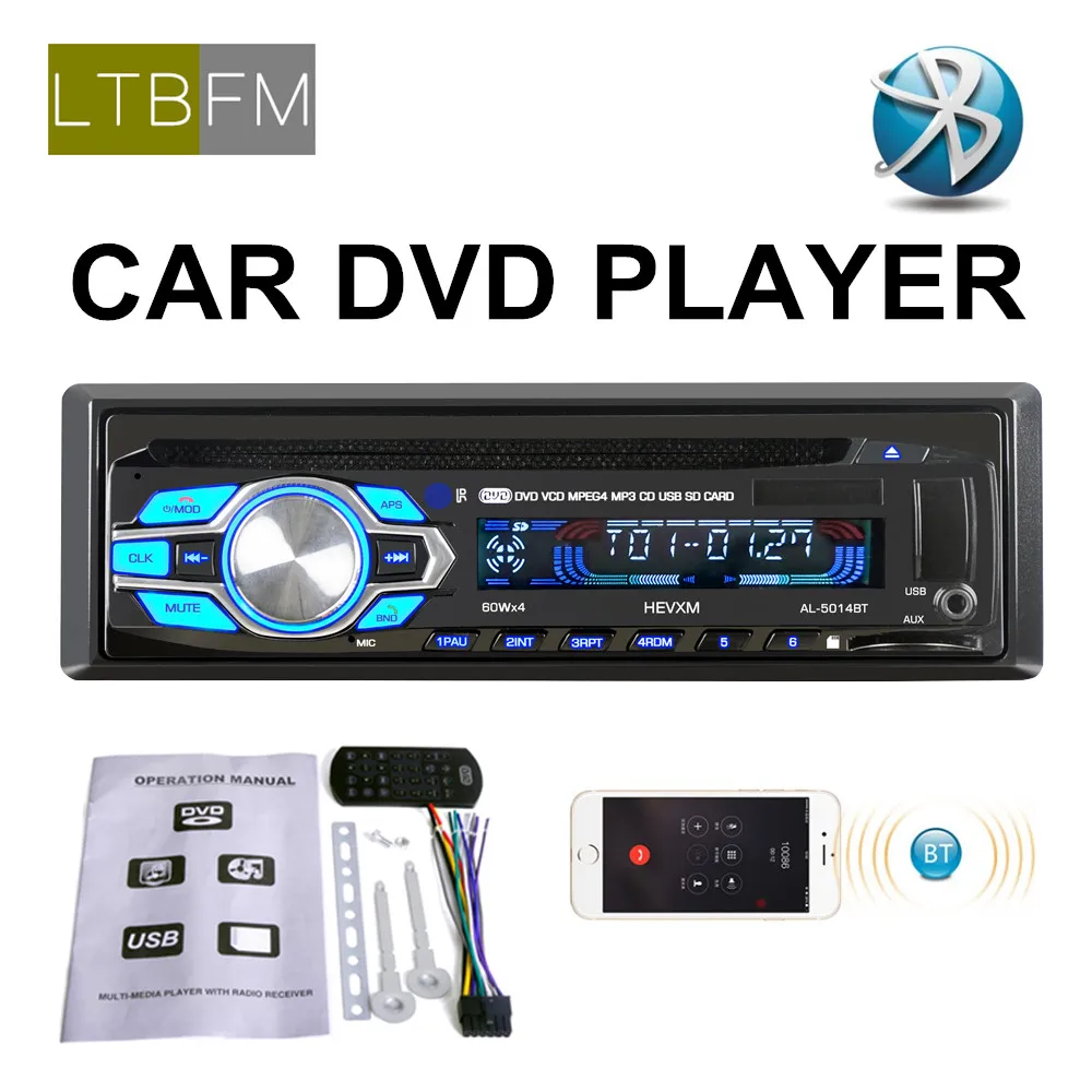 

LTBFM 2.5" inch Universal 1 Din Car Radio 12V Car DVD Player Bluetooth Audio Radio Stereo AUX FM MP3 USB SD Card Remote Control
