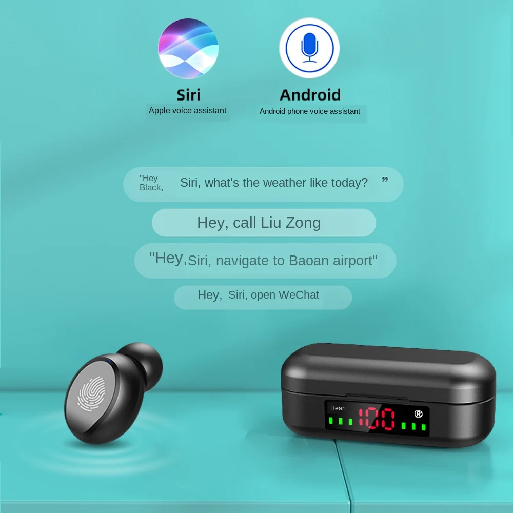 V5 0 Bluetooth Stereo Earphone Wireless IPX7 Waterproof Touch Earbuds Headset LED Display Type c Charge Case