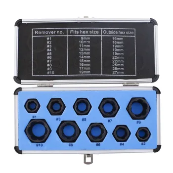 

10Pcs Damaged Bolt Nut Screw Remover Extractor Removal Set Nut Removal Socket Tool Threading Tools 9-19mm