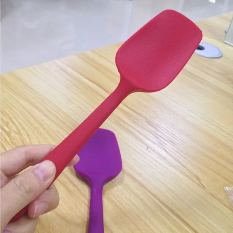 Universal Heat Resistant Integrate Handle Silicone Spoon Scraper Spatula Ice Cream Cake Kitchen Tool Utensil AB