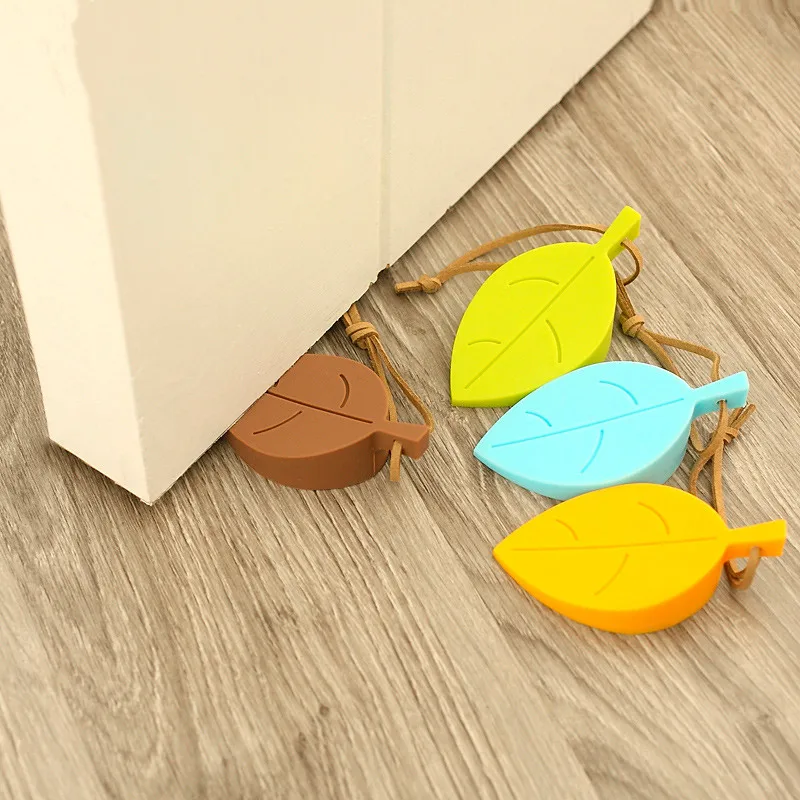 

Cute Leaves Door Stop Stoppers Silicone Windproof Anti-noise Foor Buffe Holder Baby Security Lock Toys Furniture Hardware