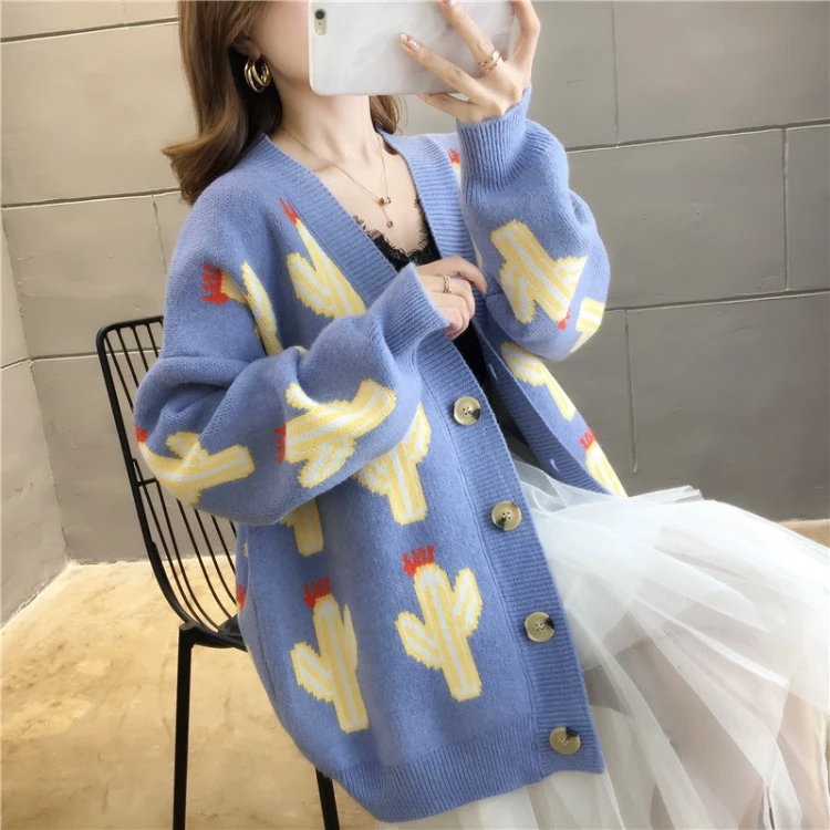 Высокое качество, вязанные кардиганы, Осень-зима, женский свитер, пальто, негабаритный кардиган, Женские повседневные топы с длинным рукавом