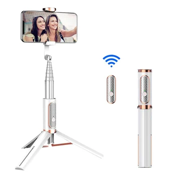 

Ulanzi SK-01 Aluminum Alloy Remote Control Selfie Stick bluetooth Phone Tripod with bluetooth Shutter Photo Stick White Black