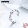 WOSTU Real 925 Sterling Silver Open Ring Finger Adjustable Size Wedding Rings For Women Engagement Fashion Silver Jewelry Gift ► Photo 3/6