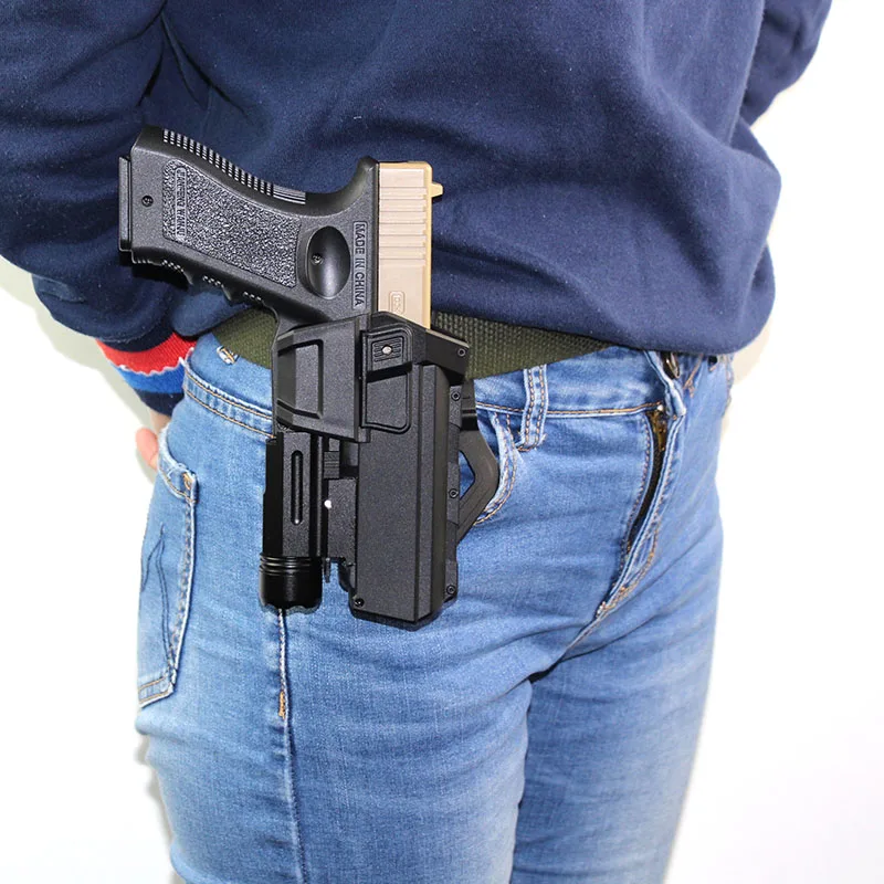 Тактическая кобура для пистолета Glock 17 18 Airsoft кобура для пистолета Подвижный чехол для пистолета с фонариком лазерная установка аксессуары для охоты