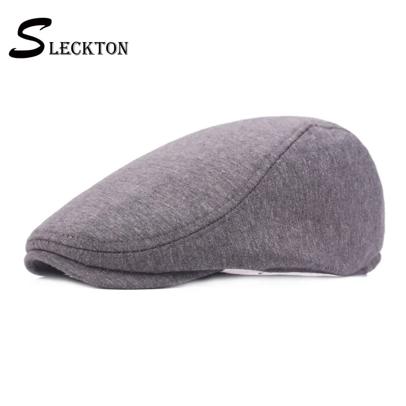 Модная плоская кепка SLECKTON мужские повседневные хлопковые береты однотонная