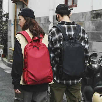 

1PC Fashion Couples Solid Color Zipper Shoulder Bag Backpack Student Laptop Backpack Leisure Sport Travel Bags Bagpack Plecak