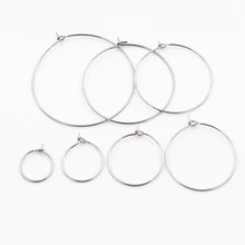 50 шт., 12, 15, 20, 25, 30, 35, 40 мм, 316 нержавеющая сталь, обручи, серьги, большие круглые серьги, проволока, обручи, серьги, провода для ювелирных изделий