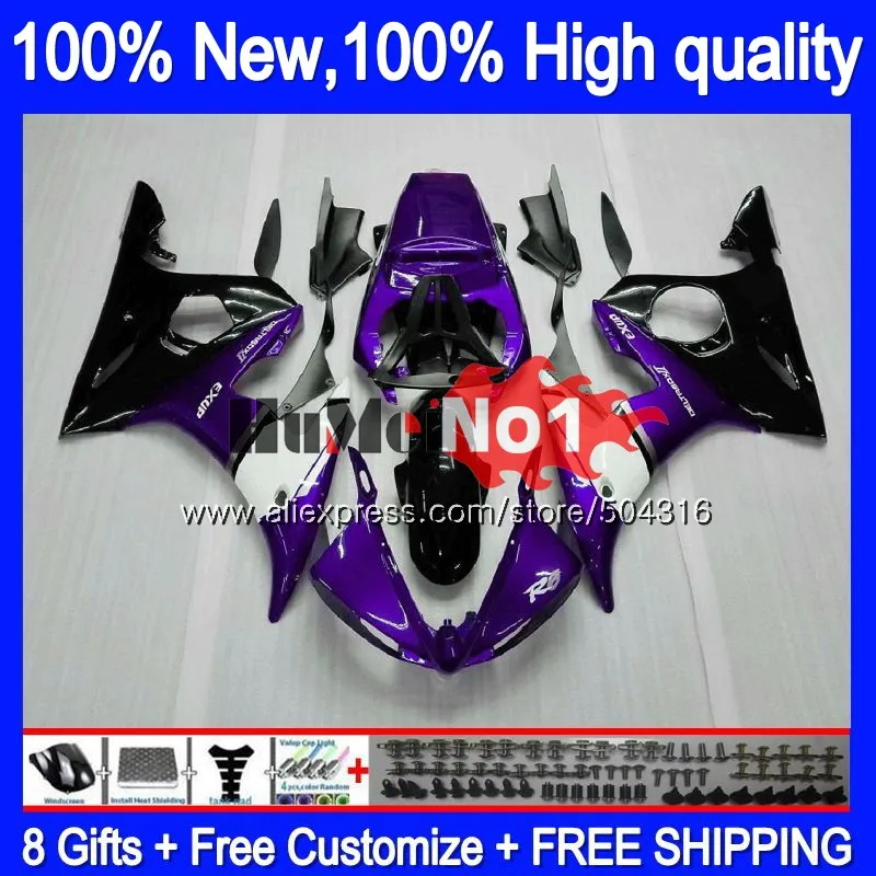 Корпус для YAMAHA YZF600 YZF R6 600CC YZF 600 R 6 CC 5MC. 118 YZF-600 YZF-R6 2003 2004 2005 YZFR6 03 04 05 фиолетовый белый обтекатели