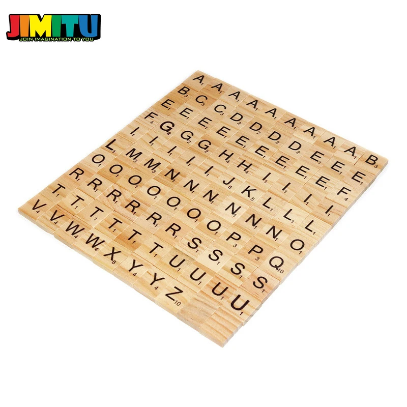 100Pcs/lot English Letter Set Word Scrapbooking Scrabble Number Alphabet Tile Wooden Letter block home DIY crafting