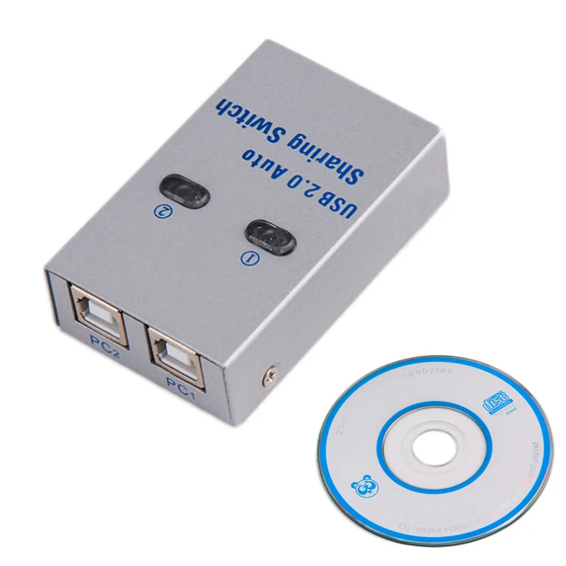 2 Ports USB KVM Switch Splitter Usb2.0 Hub Two Computer Peripherals  Sharing  Printer Mouse Office Home Use