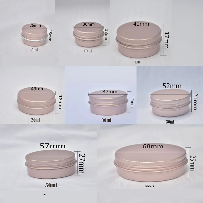 50PCS/LOT Multi-specification rose gold aluminum CANS rose gold aluminum JARS 5ml 10ml 15ml 20ml 30ml 50ml 60ml boxS spot